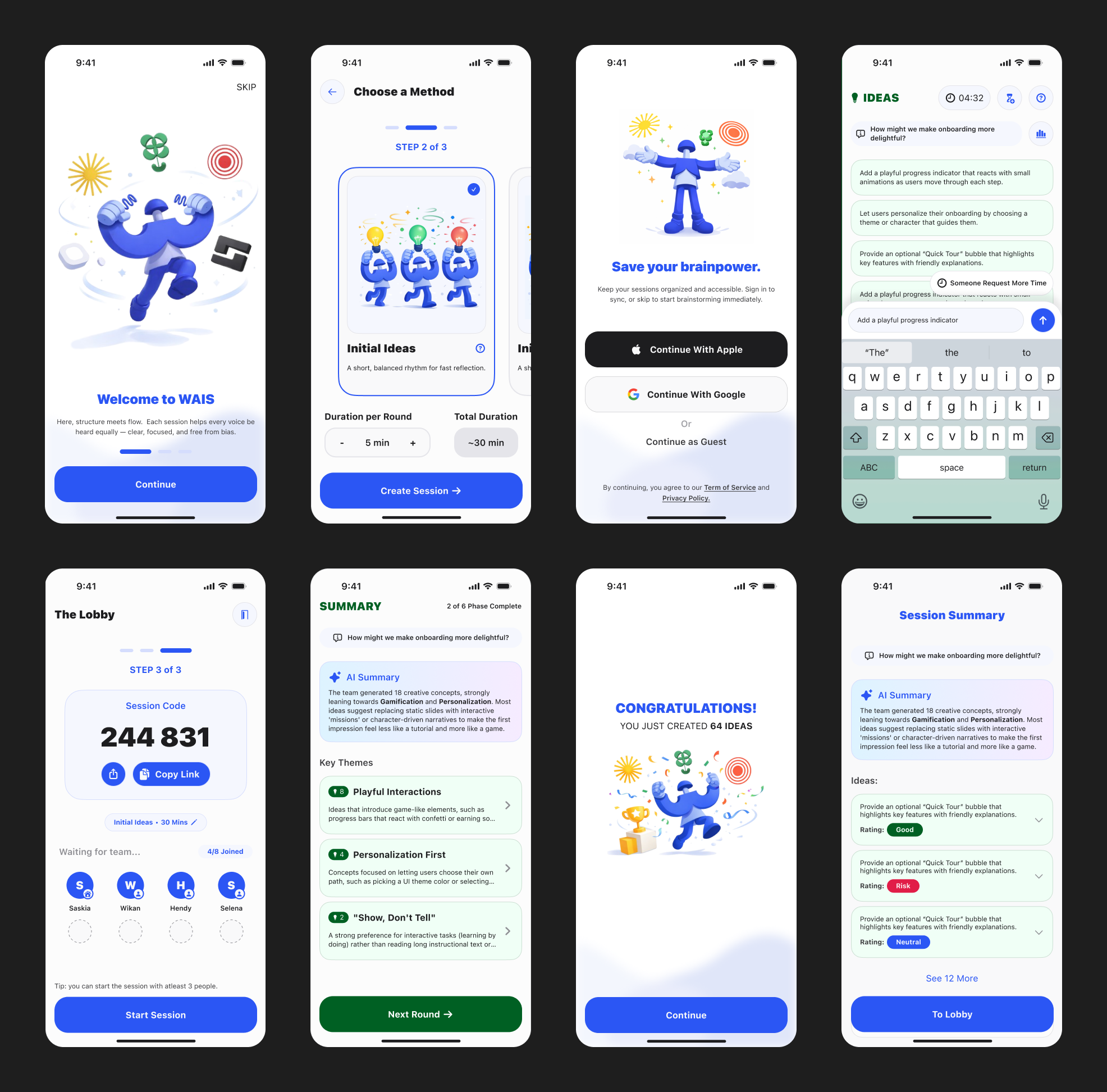 Wais polished UI mockups